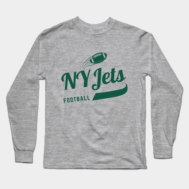 NY Jets Football Retro Style in Green Long Sleeve T-Shirt by Sleepless in NY